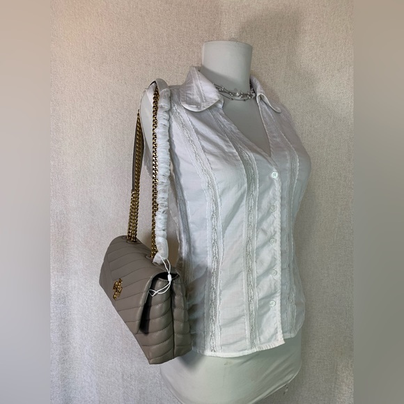 NEW Tory Burch Kira Chevron Gray Heron Leather Small Shoulder Bag/Crossbody Bag - Picture 16 of 16